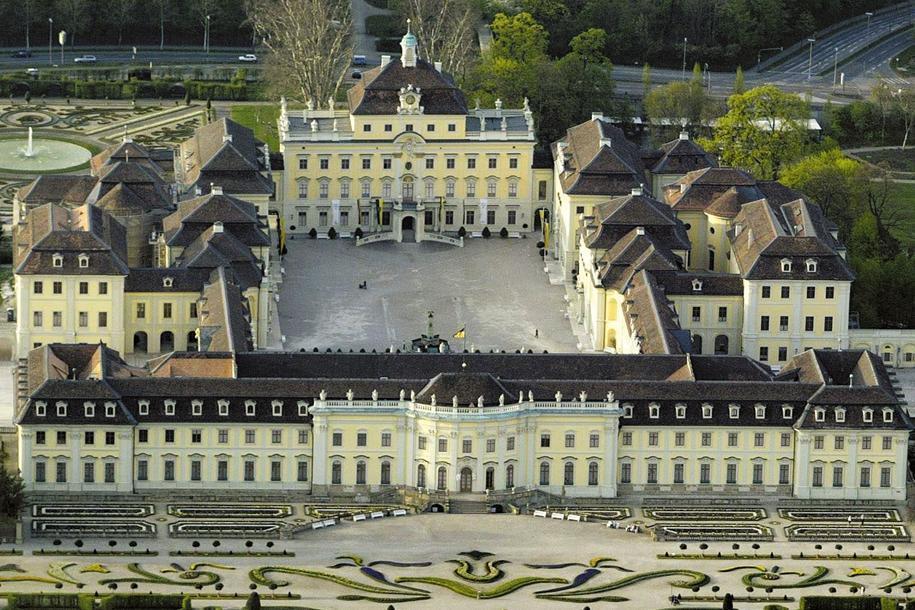 Luftansicht des Residenzschlosses Ludwigsburg