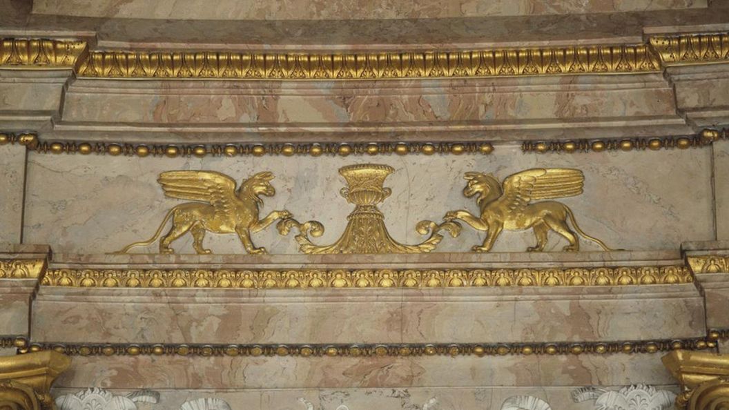 Detail of the wall decor in the marble hall at Ludwigsburg Residential Palace