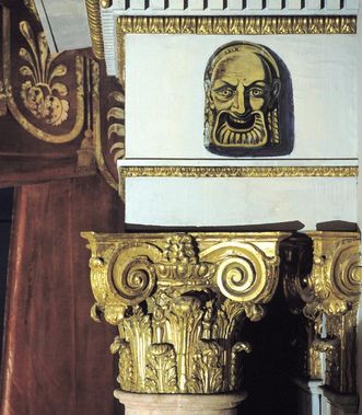 Detail of the proscenium arch in the palace theater at Ludwigsburg Residential Palace