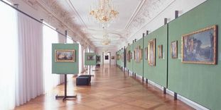 View into the interior of the Baroque gallery at Ludwigsburg Residential Palace