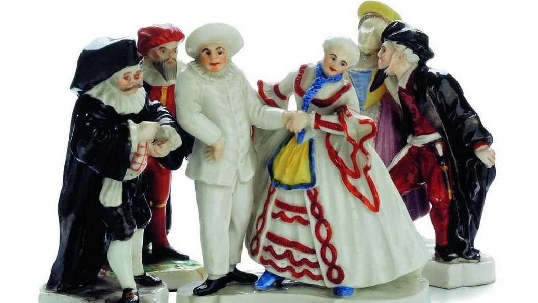 Figurengruppe aus der „Venezianischen Messe“, Ludwigsburger Porzellan, Keramikmuseum im Residenzschloss Ludwigsburg
