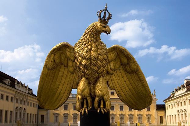 Eagle on the courtyard fountain at Ludwigsburg Residential Palace