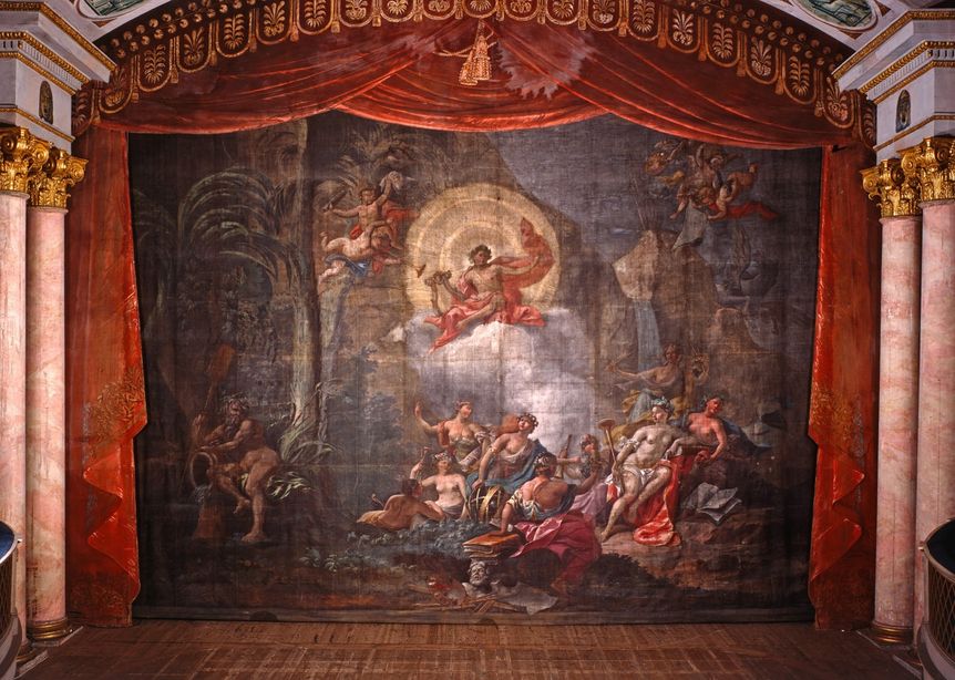 Residenzschloss Ludwigsburg, Detail, Schlosstheater, Vorhang, Motiv von Luca Colomba