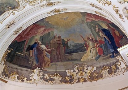 Peinture au plafond « Effusion de l’Esprit Saint » de Livio Retti dans la chapelle des ordres du château résidentiel de Ludwigsbourg 