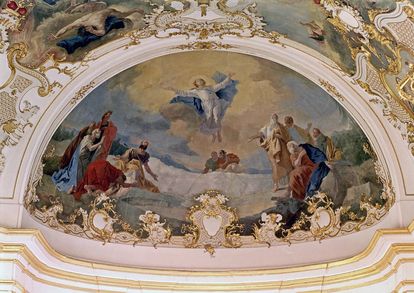Peinture au plafond « Ascension du Christ » de Livio Retti dans la chapelle des ordres du château résidentiel de Ludwigsbourg 