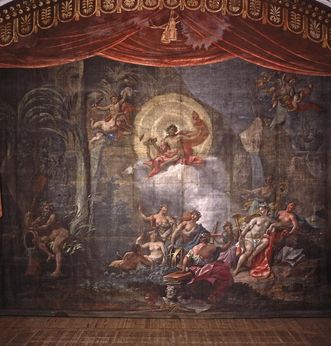 Rideau de théâtre avec peintures de Luca Colomba, théâtre du château, château résidentiel de Ludwigsbourg 