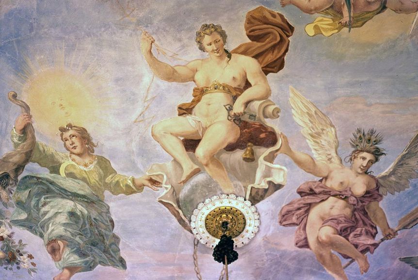 Detail of the ceiling fresco in the "Juno room" of the old central building, circa 1709